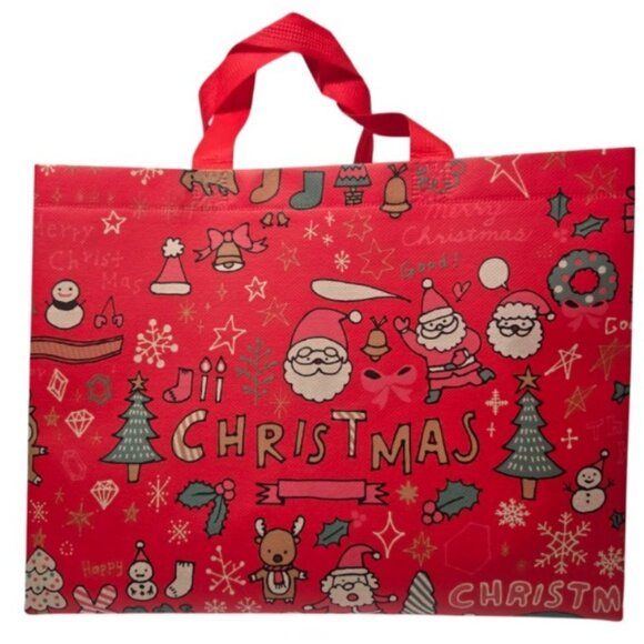 3 Pc. Christmas-Themed Large Gift Bag 1 Pair Socks Plastic Tumbler Gift Set NEW - Picture 9 of 16